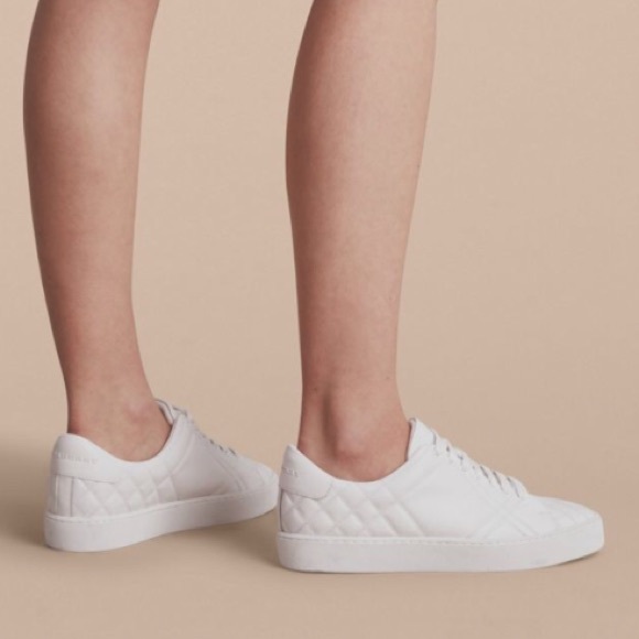 burberry check detail leather sneakers